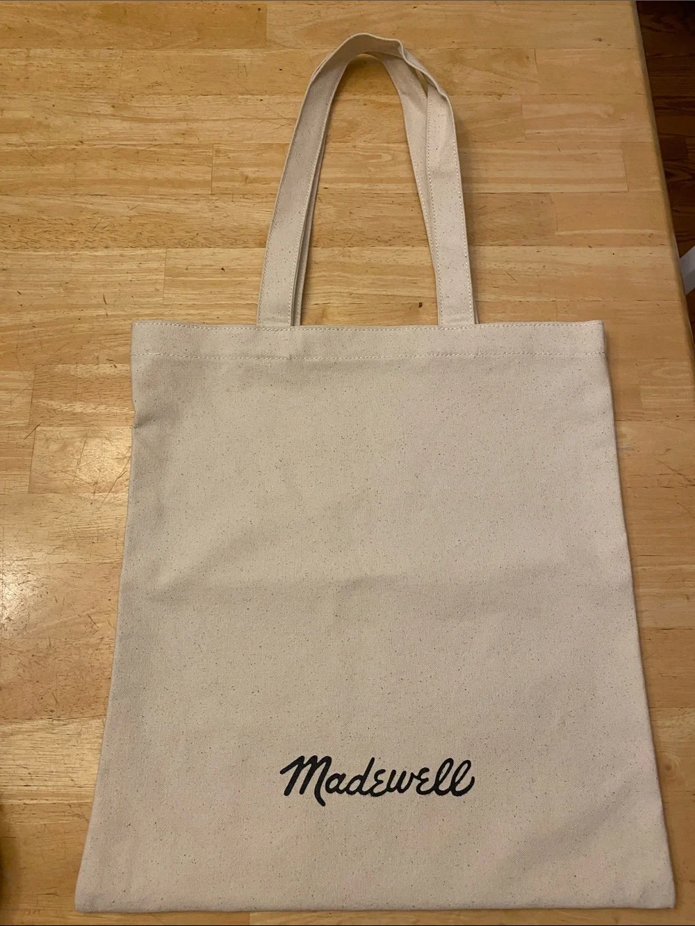 Madewell Canvas Tote in Cream with Black Logo NWOT Sturdy. Abt 14x15.5